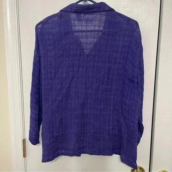 Beautiful Chico’s Sheer Purple Blouse Button Down Three-Quarter Length Sleeves - Picture 8 of 13